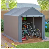 CHICFURN Gerätehaus Geräteschuppen Fahrradgarage Werkzeugschuppen für Garten, BxT: 190,00x296,00 cm, (Packung, 1 St), Lagerzelt für Fahrräder und Gartengeräte 296x190x200 cm Dunkelgrau grau 190,00 cm x 296,00 cm
