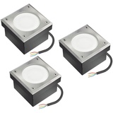 ledscom.de 3x LED Pflasterstein NEOLUM für außen, IP67, eckig, 10 x10cm, inkl. GX53 Leuchtmittel, 56lm, weiß