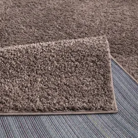 Carpet City Shaggy Hochflor Teppich - 80x150 cm - Braun - Langflor Wohnzimmerteppich - Einfarbig Uni Modern - Flauschig-Weiche Teppiche Schlafzimmer Deko