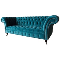 JVmoebel Chesterfield-Sofa, Sofa Chesterfield Klassisch Design Wohnzimmer Dreisitzer Sofas blau