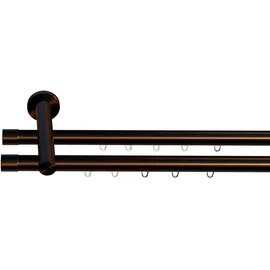 INDEKO Gardinenstange INDEKO "Consul", braun (braun, antik), L:220cm Ø:20mm, Aluminium, Gardinenstangen, Innenlauf Komplett-Set inkl. Gleitern und Montagematerial