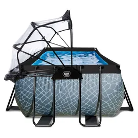 EXIT TOYS Stone Pool 400 x 200 x 122 cm inkl. Sandfilterpumpe + Abdeckung