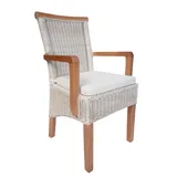 Esszimmer Stuhl mit Armlehnen Rattanstuhl weiß Perth Korbstuhl Rattan Sessel nac