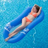 Myir Pool Hängematte mit Mesh, Aufblasbare Wasserhängematte luftmatratzen Liege Wasser Bett Floating Lounge Stuhl Schwimmbad Aufblasbarer Spielzeug für Erwachsene (Wasserhängematte Blau)