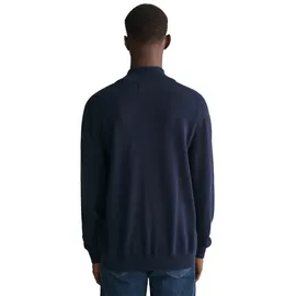 GANT Herren Strickjacke - CASUAL COTTON ZIP CARDIGAN, Stehkragen, Baumwolle Blau 4XL