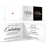 20 x Hochzeit Einladungskarten Hochzeitseinladungen Hochzeitskarten - Mr. & Mrs.