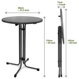 Beautissu Stehtisch Ø 80 cm klappbar Grau