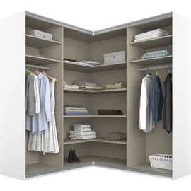 Rauch Quadra weiß (alpinweiß, glas kristallweiß), B:181cm H:210cm T:187cm, Holzwerkstoff, Schränke, Schwebetürenschrank, Eckschrank inkl. Türendämpfer, mit Glas-/Spiegeltüren