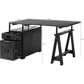 MASSIVMOEBEL24.DE Schreibtisch Railway Kiefer lackiert / Beige