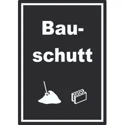Bauschutt Mülltrennung Aufkleber Text Symbol Ziegel Baustein A6 (105x148mm)