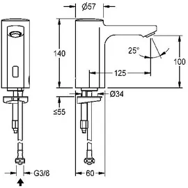 KWC AR Standventil, F5, elek., o. Mischung, 5l, Batterie, LABS-konform,