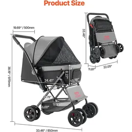 Vevor Hundebuggy 20 kg Tragkraft Schwarz