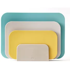 Rosti Choptima Schneidebrett Set mit Halter/Ständer, Küchenbrett, Brotschneidebrett & Servierbrett, 3er-Set, Hygienisch, Spülmaschinenfest, aus Kunststoff, Ocean