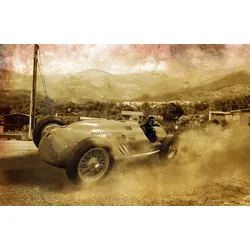 Fototapete PAPERMOON "VINTAGE OLDTIMER-AUTO AUTOS RETRO RENNWAGEN RACING CARS", bunt, B:3,50m L:2,60m, Vlies, Tapeten