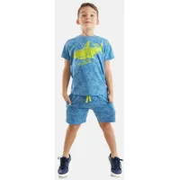 Denokids Hausanzug Shark Sea (2 tlg) mit Allover-Tropenmuster-Print blau 116 (6Y)