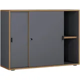 VCM Büroschrank mit 2 Fächern moderner Aktenschrank Anthrazit, Honigeiche, Holzwerkstoff, 1 Fächer, 100x74x37 cm– abschließbar, Arbeitszimmer, Aktenschränke