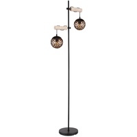 GLOBO Stehleuchte Standlampe Beistellleuchte Wohnzimmerlampe, Höhenverstellbar, Holz naturfarben Glasschirme