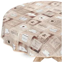 ANRO Tischdecke abwaschbar Wachstuchtischdecke Rund 120 cm Braun