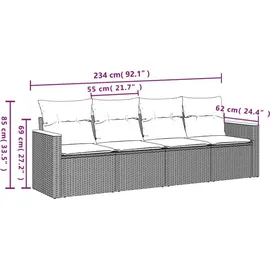 vidaXL Garten-Lounge-Set 4-tlg. schwarz