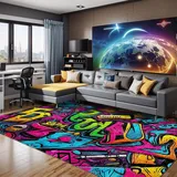 bamyum Funny Gamer-Teppich, Bedruckter Teppich Chenille-Druck Maschinell Hergestellt für Spielzimmer, Gamer-Teppiche für Schlafzimmer, Videospiel-Teppich, Waschbarer Teppich Gaming-Teppich 120x180