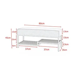 Möbel Kraft Polsterbank Schwarz 80 x 45 x 35 cm