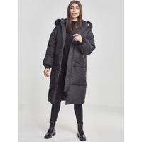 URBAN CLASSICS Ladies Oversize Faux Fur Puffer Coat TB2382, color:blk/blk, size:3XL