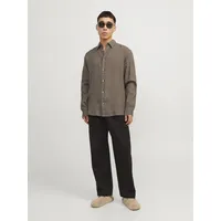 JACK & JONES Langarmhemd »JPRCCLAWRENCE LINEN SHIRT L/S SN«, Gr. S - N-Gr, falcon, , 15110441-S N-Gr