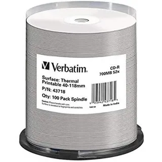 Verbatim CD-R 700 MB 52x Cake Box Thermotransferbedruckbar, 700MB