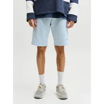 JACK & JONES Jogger Pants JACK & JONES "JPSTGORDON BRANDON SWEAT SHORTS", Herren, Gr. M, N-Gr, celestial blau, Web, Obermaterial: 65% Polyester, 35% Baumwolle, unifarben, regular fit, Hosen