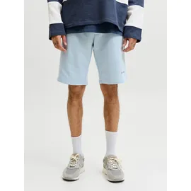 JACK & JONES Jogger Pants JACK & JONES "JPSTGORDON BRANDON SWEAT SHORTS", Herren, Gr. M, N-Gr, celestial blau, Web, Obermaterial: 65% Polyester, 35% Baumwolle, unifarben, regular fit, Hosen