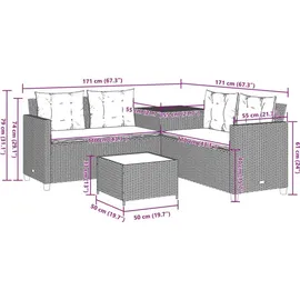 vidaXL Gartensofa in L-Form Loungeset grau