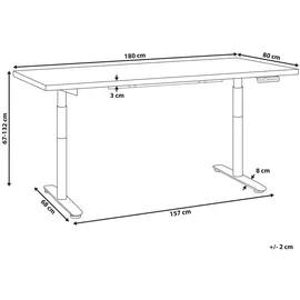 Beliani Schreibtisch, Dunkelbraun, Schwarz, Holz, 180x67x72 cm, Arbeitszimmer, Schreibtische, Bürotische