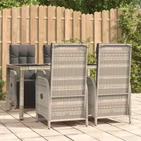 IKAYAA Rattan Essgruppe 4 Personen Gartenmöbel Essgruppe mit Verstellbare Hochlehner Stühlen Garten Sitzgruppe Grau Rattan Gartenmöbel Set mit Auflagen Sitzgarnitur mit 150 cm Tischlänge