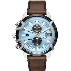 Chronograph DIESEL "GRIFFED", braun (braun, hellblau), Armbanduhren, Herren, Quarzuhr, Armbanduhr, Herrenuhr, irisierendes Mineralglas, nachhaltig