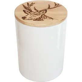 selbraehouse ltd Selbrae House Vorrats-Dose aus Keramik mit Laser-graviertem Holzdeckel