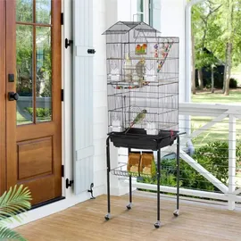 Yaheetech Vogelkäfig Vogelvoliere 46 x 35,5 x 158,5 cm Schwarz