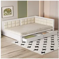 STILVORA Schlafsofa 140x200 Daybett mit Matratze,Tagesbett mit Stauraum und Lattenrost, mit weicher Rückenlehne und großen Stauraumschubladen, mit Matratze weiß