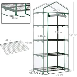 Outsunny - Gewächshaus - 70W x 50D x 160H cm - transparent