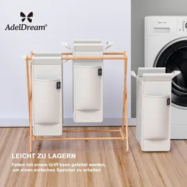ADEL DREAM AdelDream Wäschekorb 3 Fächer Wäschesammler, X-Gestell, Bambus