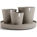 ECOPOTS Blumentopf ECOPOTS "Dubai Taupe" Pflanzgefäße Gr. B/H/T: 56,5cm x 30,7cm x 56,5cm, grau (taupe) für innen und außen: frostsicher, bruchsicher lichtbeständig