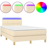 vidaXL Boxspringbett mit Matratze & LED Creme 120x190 cm Stoff