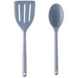 Mastrad Silikon Küchenhelfer Set 2-tlg. Kochlöffel Pfannenwender Grau