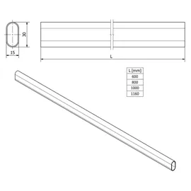 SOTech Schrankstange Oval 30 x 15 mm 1000 mm