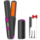 Mini Glätteisen Kabellos, 2 in 1 Glätteisen Locken und Glätten,Mini Haarglätter mit USB Wiederaufladbare,Ainstellbaren Temperaturen 160°C–220°C,LCD-Display, Reiseglätteisen für alle Haartypen (Grau)