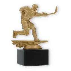 Pokal Kunststofffigur Eishockey Herren goldmetallic auf schwarzem Marmorsockel 15,8cm