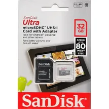 SanDisk microSDHC Ultra 32GB Class 10 UHS-I U1 + SD-Adapter (SDSQUNS-032G-GN6TA)