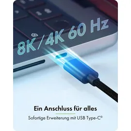 Icy Box USB-C zu 3x HDMI Adapter 20 cm Schwarz
