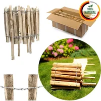 Pemicont Floranica Staketenzaun aus Haselnuss mit Pfosten 35 cm hoch x lfm Lattenabstand 4-6 Kastanie Gartenzaun Beeteinfassung Steckzaun Kastanienzaun Holzzaun