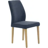 4-Fußstuhl K+W KOMFORT & WOHNEN "6193", blau (marine 54, wildeiche natur), B:47cm H:97cm T:61cm, Stühle, mit Massivholzbeinen in Wildeiche, gebogenen Rücken