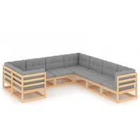 vidaXL Garten-Lounge-Set 8-tlg. Kiefer grau